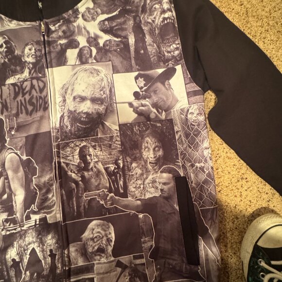 Vintage Like The Walking Dead Collage Black Zip up Hoodie (Men's 2XL) - Picture 6 of 16